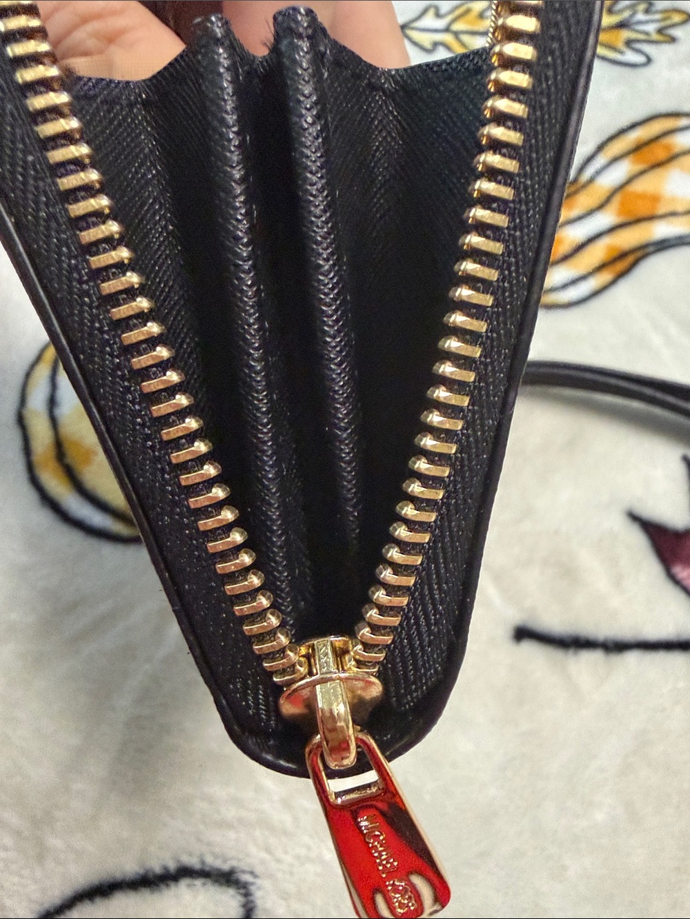 Michael Kors Black Leather Wristlet with Gold Plaque - Picture 9 of 10